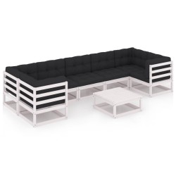 vidaXL Set muebles jardín con cojines 8 pzas madera maciza pino blanco