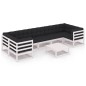 vidaXL Set muebles jardín con cojines 8 pzas madera maciza pino blanco vidaXL Set muebles jardín con cojines 8 pzas madera maciza pino blanco