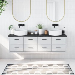 vidaXL Encimera baño madera maciza tratada gris oscuro 180x40x(2-4) cm