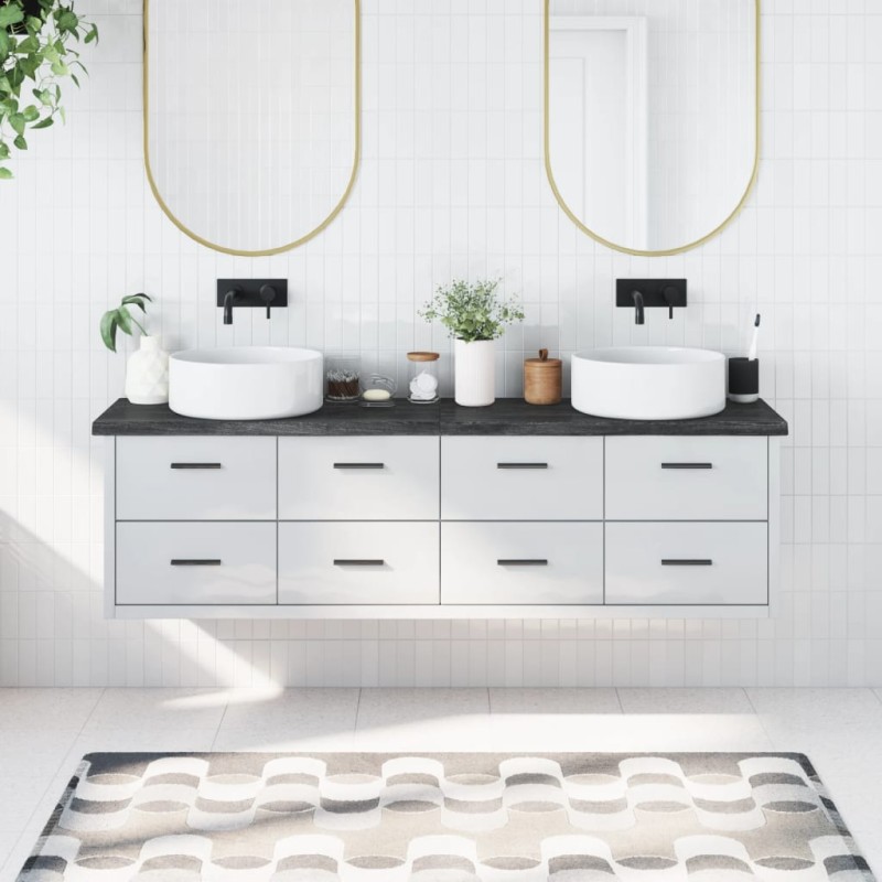 vidaXL Encimera baño madera maciza tratada gris oscuro 180x40x(2-4) cm vidaXL Encimera baño madera maciza tratada gris oscuro 180x40x(2-4) cm
