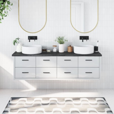 vidaXL Encimera baño madera maciza tratada gris oscuro 180x40x(2-4) cm