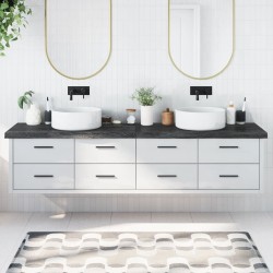 vidaXL Encimera baño madera maciza tratada gris oscuro 220x50x(2-6) cm