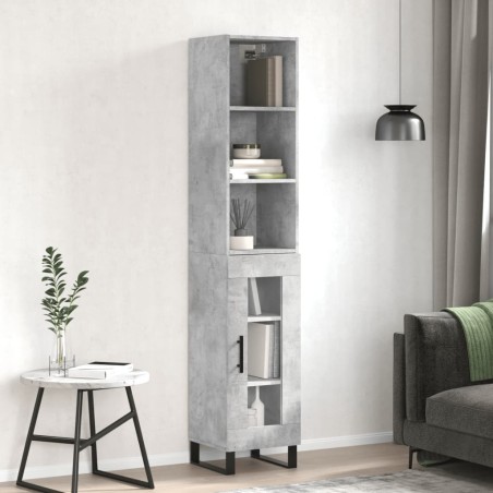 vidaXL Aparador de madera contrachapada gris hormigón 34,5x34x180 cm