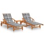 vidaXL Tumbonas con mesa y cojines 2 uds madera maciza de acacia vidaXL Tumbonas con mesa y cojines 2 uds madera maciza de acacia