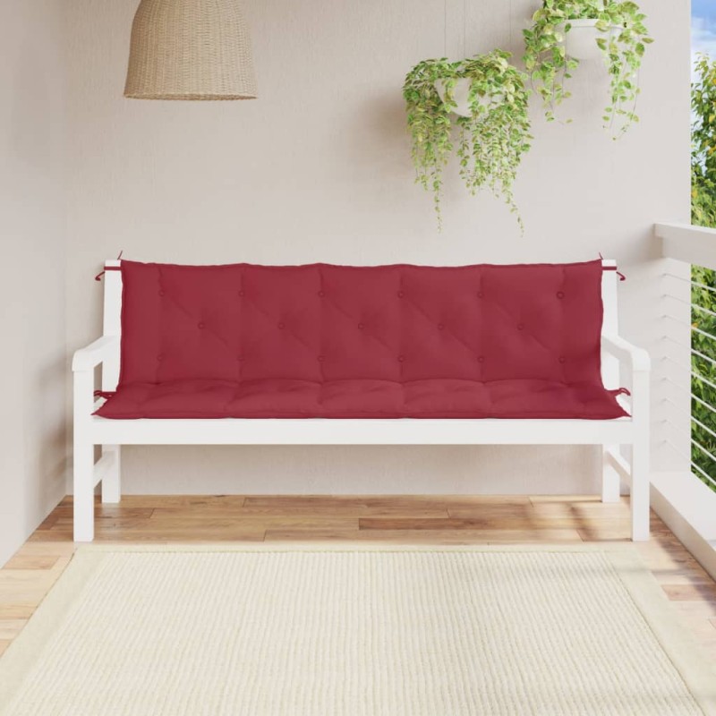 vidaXL Cojines de banco de jardín 2 uds rojo tinto 180x50x7 cm vidaXL Cojines de banco de jardín 2 uds rojo tinto 180x50x7 cm