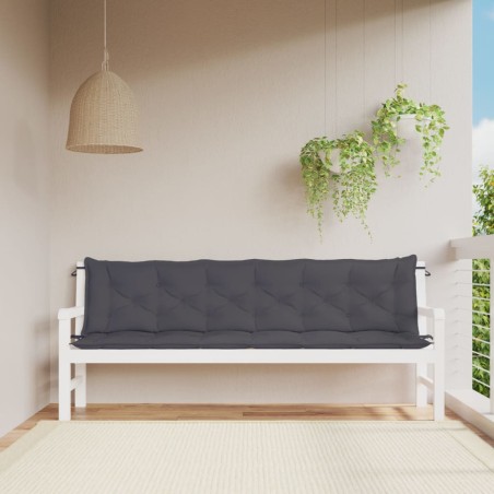 vidaXL Cojines de banco de jardín 2 uds antracita 200x50x7 cm