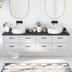 vidaXL Encimera baño madera maciza tratada gris oscuro 200x40x(2-4) cm