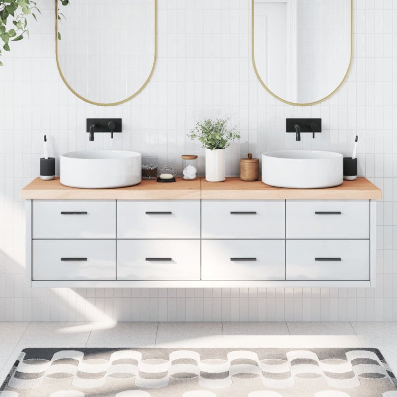 vidaXL Encimera de baño madera maciza sin tratar 180x30x(2-6) cm