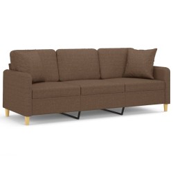 vidaXL Sofá de 3 plazas con cojines tela marrón 180 cm