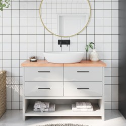 vidaXL Encimera baño madera maciza tratada marrón claro 120x30x(2-4)cm