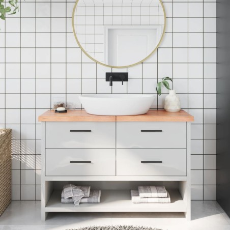 vidaXL Encimera baño madera maciza tratada marrón claro 120x30x(2-4)cm