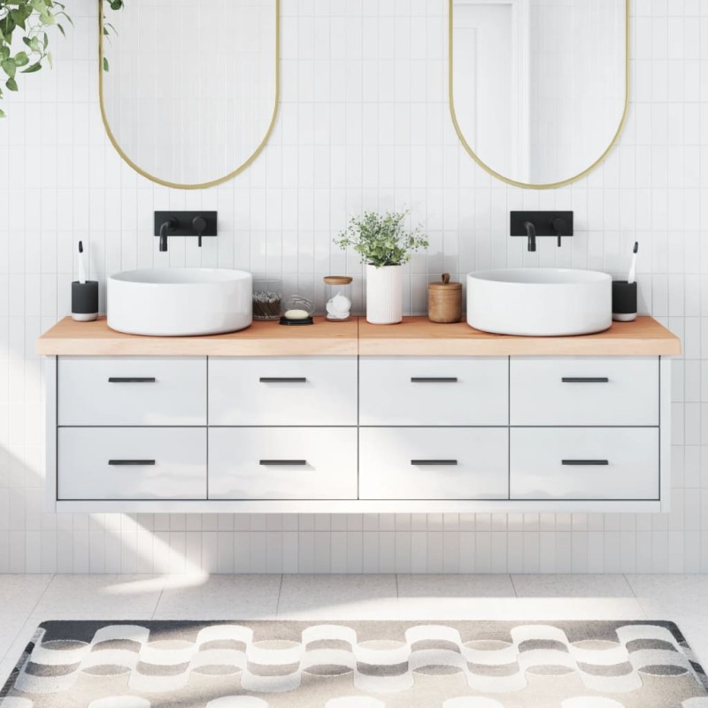 vidaXL Encimera de baño madera maciza sin tratar 180x50x(2-6) cm vidaXL Encimera de baño madera maciza sin tratar 180x50x(2-6) cm