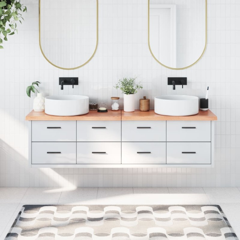 vidaXL Encimera baño madera maciza tratada marrón claro 180x30x(2-4)cm vidaXL Encimera baño madera maciza tratada marrón claro 180x30x(2-4)cm