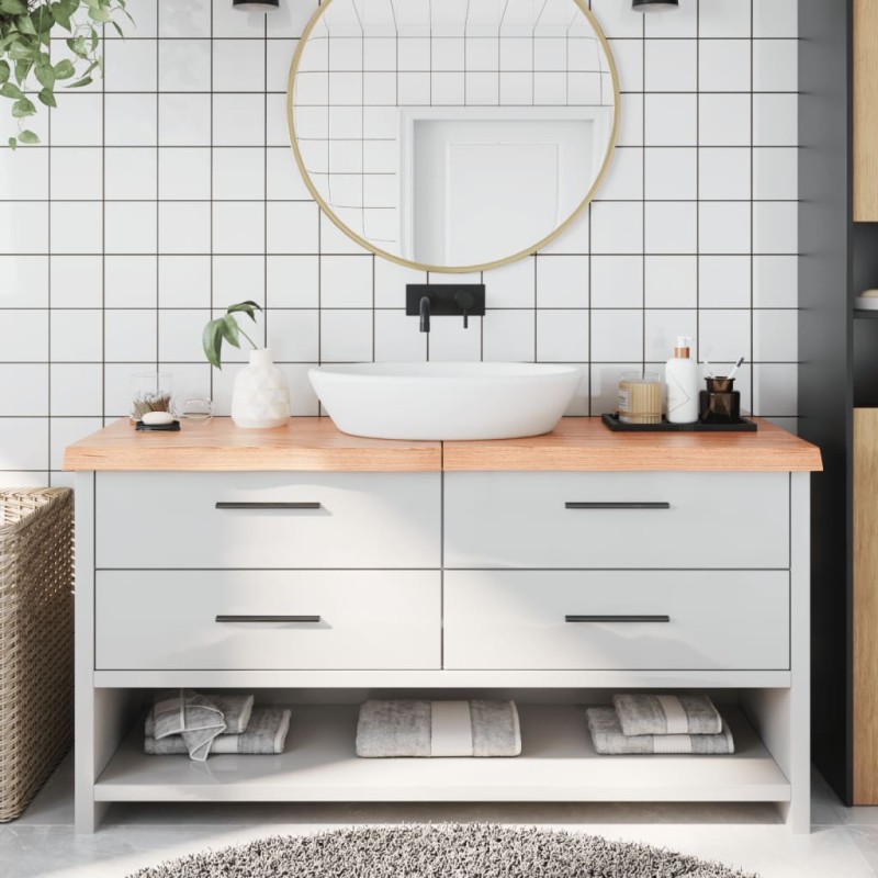 vidaXL Encimera baño madera maciza tratada marrón claro 160x40x(2-6)cm vidaXL Encimera baño madera maciza tratada marrón claro 160x40x(2-6)cm