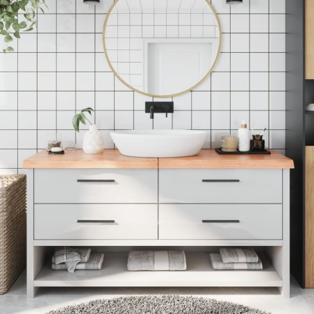 vidaXL Encimera baño madera maciza tratada marrón claro 160x40x(2-6)cm