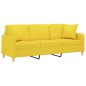 vidaXL Sofá de 3 plazas con cojines tela amarillo claro 180 cm vidaXL Sofá de 3 plazas con cojines tela amarillo claro 180 cm