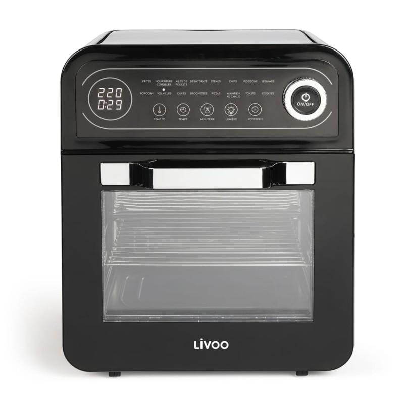 Livoo Horno freidora de aire negro 12 L 1600 W Livoo Horno freidora de aire negro 12 L 1600 W