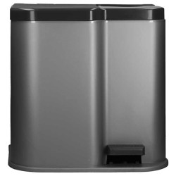 Curver Papelera doble pedal Deco gris claro cubos interiores 6L y 15L