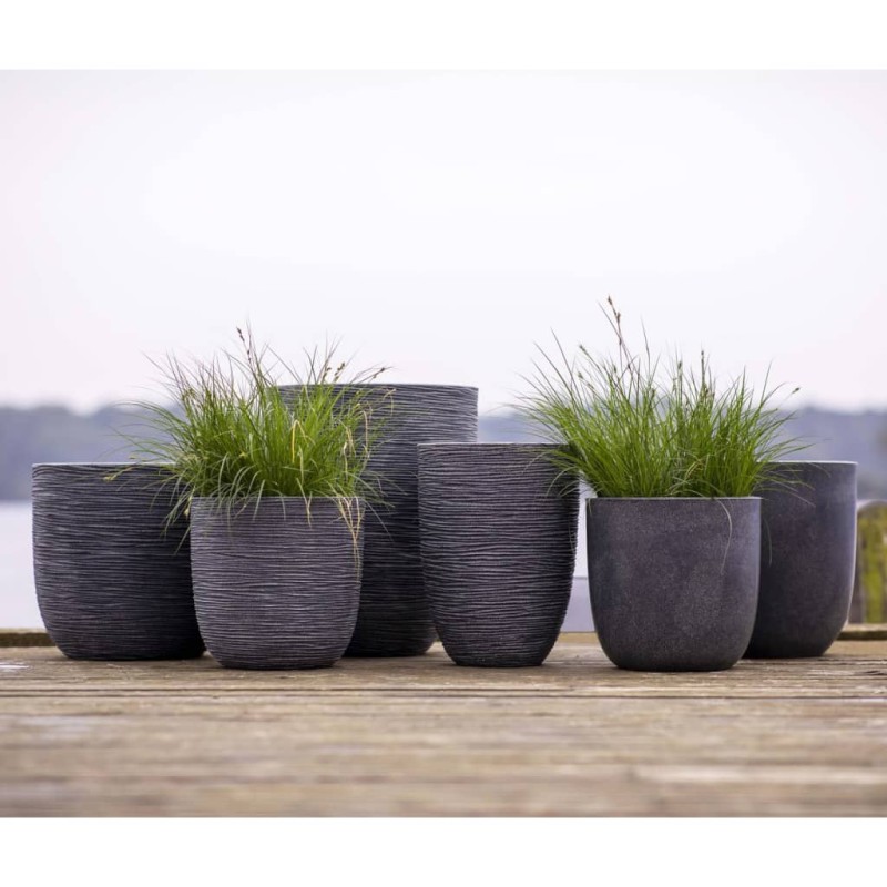 Capi Macetero bajo elegante Waste Rib gris 34x46 cm Capi Macetero bajo elegante Waste Rib gris 34x46 cm