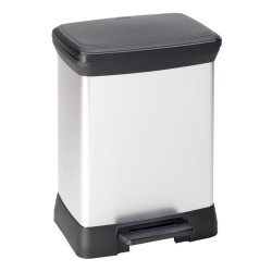 Curver Papelera de pedal Deco rectangular plateado 30 L