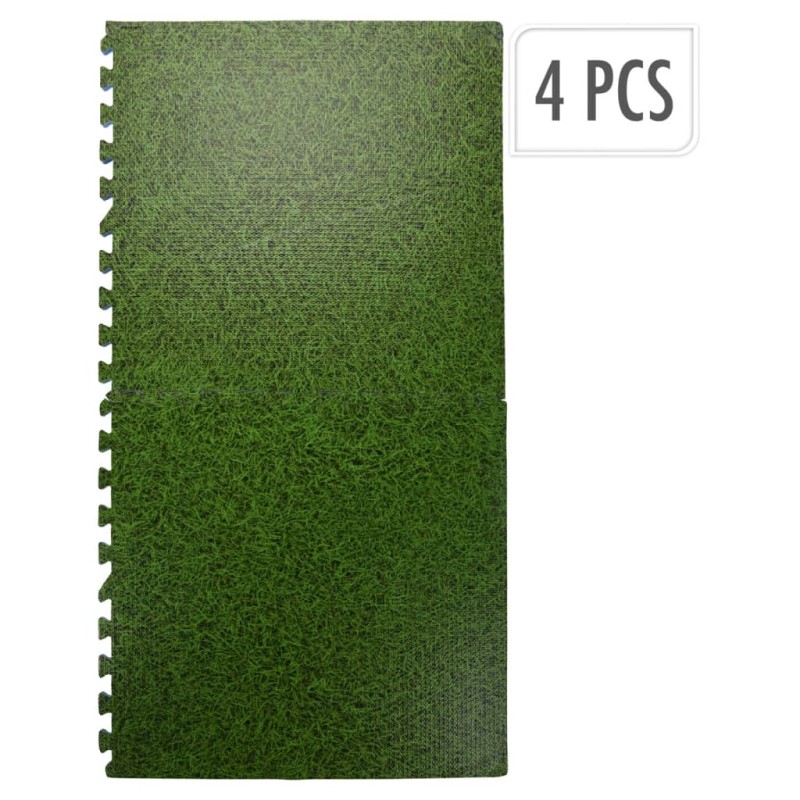 XQ Max Juego de protectores de suelo 4 pzas estampado de hierba verde XQ Max Juego de protectores de suelo 4 pzas estampado de hierba verde