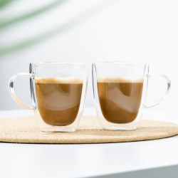 HI Juego de vasos para café capuchino 2 unidades transparente 270 ml