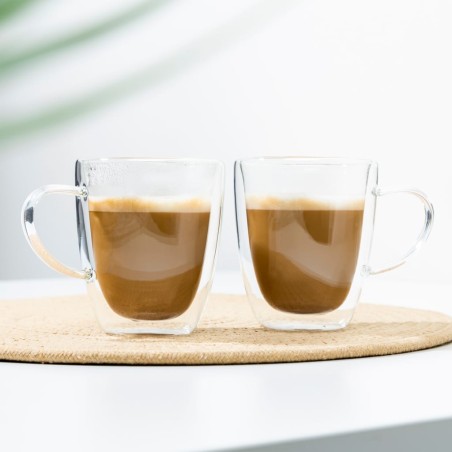 HI Juego de vasos para café capuchino 2 unidades transparente 270 ml