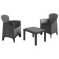 ProGarden Set de muebles de jardín Akita 3 pzas cojines gris antracita ProGarden Set de muebles de jardín Akita 3 pzas cojines gris antracita