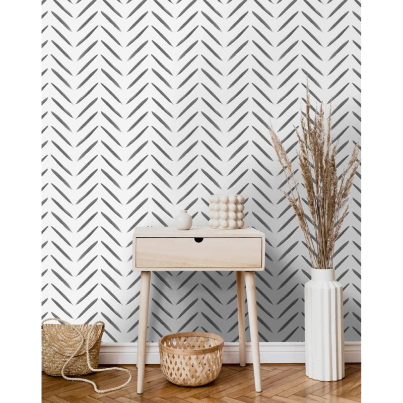DUTCH WALLCOVERINGS Papel pintado Chevron blanco y negro DUTCH WALLCOVERINGS Papel pintado Chevron blanco y negro