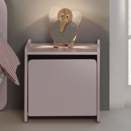 Vipack Mesita de noche Kiddy con puerta madera rosa envejecido