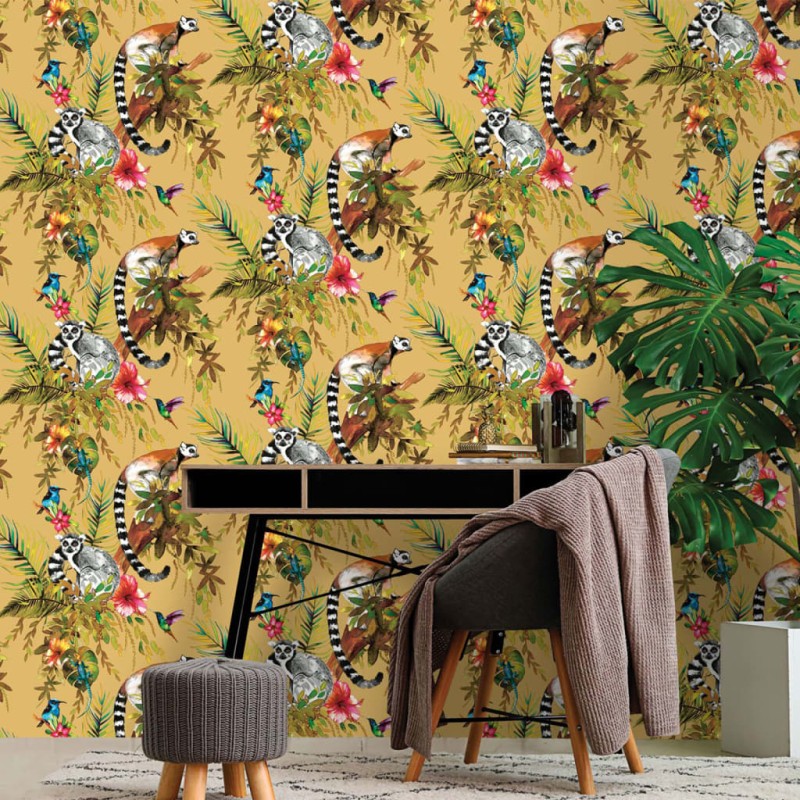 DUTCH WALLCOVERINGS Papel pintado de pared Lemur color ocre DUTCH WALLCOVERINGS Papel pintado de pared Lemur color ocre