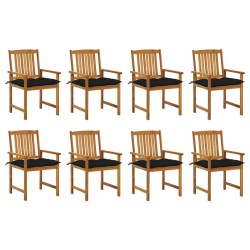 vidaXL Sillas de jardín con cojines 8 uds madera maciza de acacia 