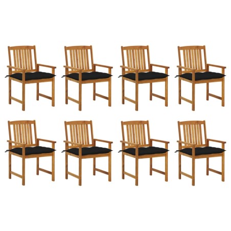 vidaXL Sillas de jardín con cojines 8 uds madera maciza de acacia 