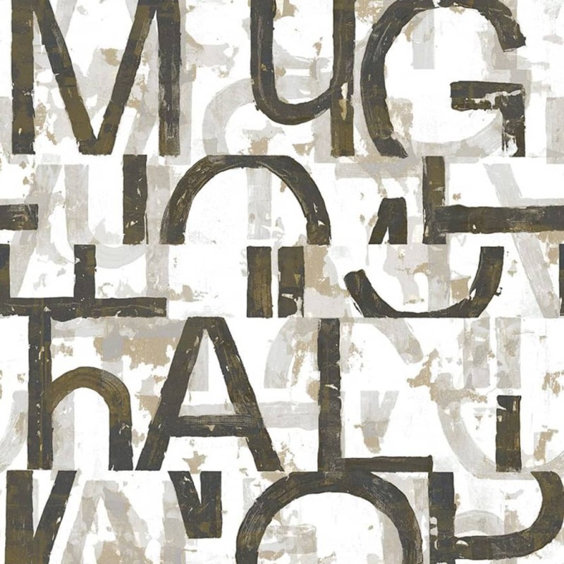 Noordwand Papel pintado Friends&Coffee Words and Letters negro y metal Noordwand Papel pintado Friends&Coffee Words and Letters negro y metal