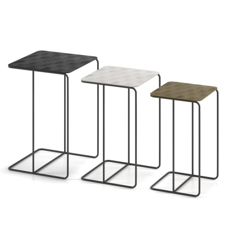 Rousseau Juego de mesas auxiliares 3 piezas Covera metal multicolor 
