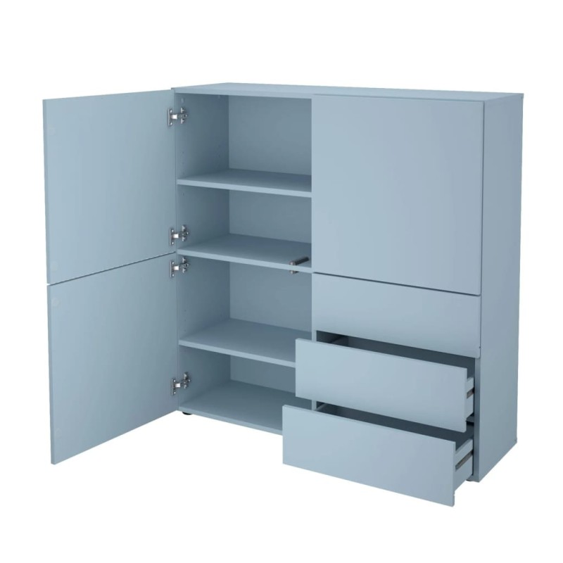 FMD Armario con 3 cajones y 3 puertas azul 99x31,5x101,2 cm FMD Armario con 3 cajones y 3 puertas azul 99x31,5x101,2 cm