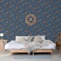 DUTCH WALLCOVERINGS Papel pintado Flower azul oscuro y bronce DUTCH WALLCOVERINGS Papel pintado Flower azul oscuro y bronce