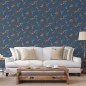 DUTCH WALLCOVERINGS Papel pintado Flower azul oscuro y bronce DUTCH WALLCOVERINGS Papel pintado Flower azul oscuro y bronce