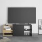 FMD Mueble de TV con 2 compartimentos abiertos negro y roble FMD Mueble de TV con 2 compartimentos abiertos negro y roble