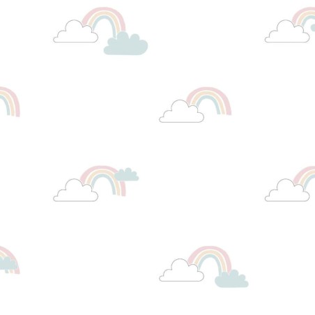 Noordwand Papel pintado Mondo baby Clouds blanco, azul y rosa