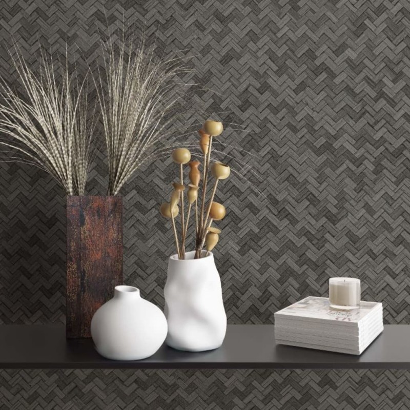 Noordwand Papel pintado Botanica Rattan Wickerwork negro y gris Noordwand Papel pintado Botanica Rattan Wickerwork negro y gris