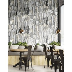 Noordwand Papel pintado Friends & Coffee Cities and Skyline gris metal