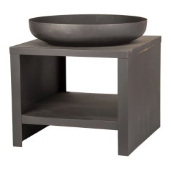 Esschert Design Brasero con almacenaje para leña negro 62 cm