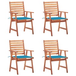 vidaXL Sillas comedor de jardín y cojines 4 uds madera maciza acacia