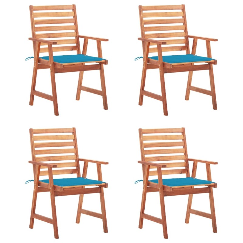 vidaXL Sillas comedor de jardín y cojines 4 uds madera maciza acacia vidaXL Sillas comedor de jardín y cojines 4 uds madera maciza acacia