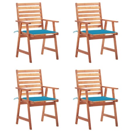 vidaXL Sillas comedor de jardín y cojines 4 uds madera maciza acacia