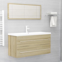 vidaXL Set de muebles de baño 2 pzas contrachapada roble sonoma
