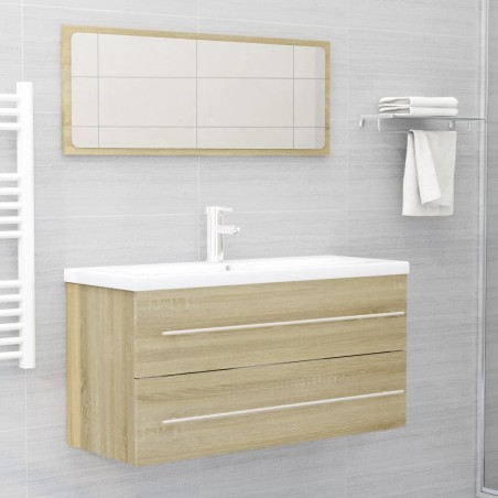 vidaXL Set de muebles de baño 2 pzas contrachapada roble sonoma