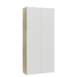 vidaXL Mueble zapatero contrachapada blanco y roble 80x35,5x180 cm