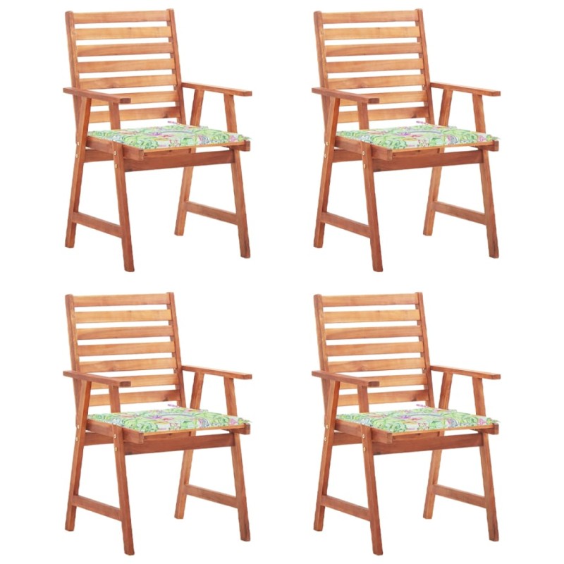 vidaXL Sillas comedor de jardín y cojines 4 uds madera maciza acacia vidaXL Sillas comedor de jardín y cojines 4 uds madera maciza acacia